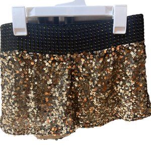 Womens Sz L NWOT BANANA USA gold sequin lined shorts Girls Night Out!